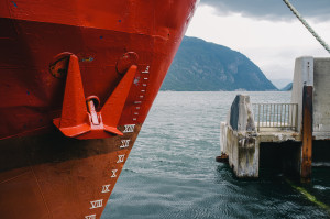 The anchor of a large cargo ship.